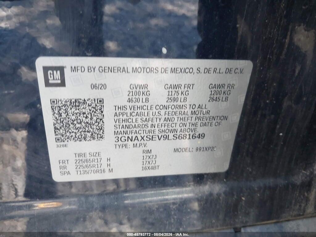 3GNAXSEV9LS681649 2020 CHEVROLET EQUINOX photo no. 9