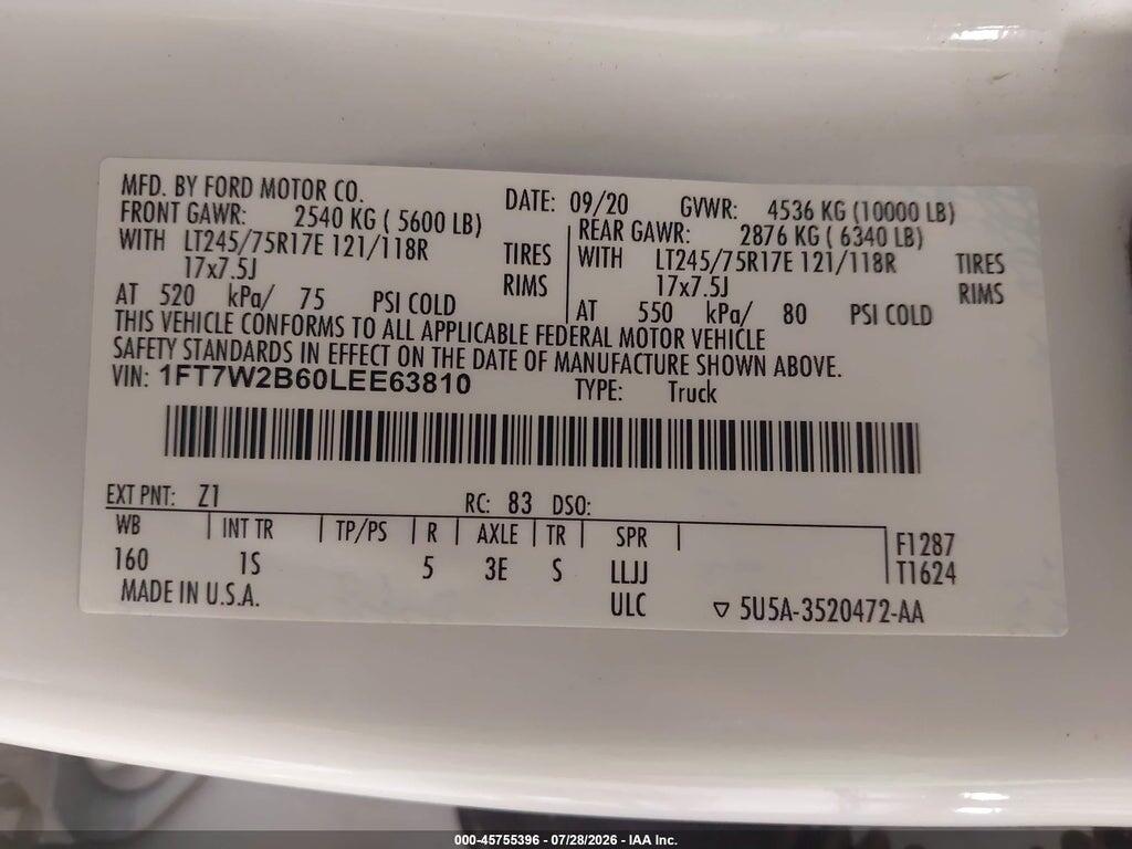1FT7W2B60LEE63810 2020 FORD F-250 photo no. 9