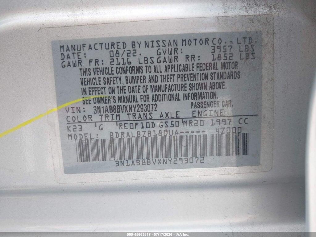 3N1AB8BVXNY293072 2022 NISSAN SENTRA photo no. 9