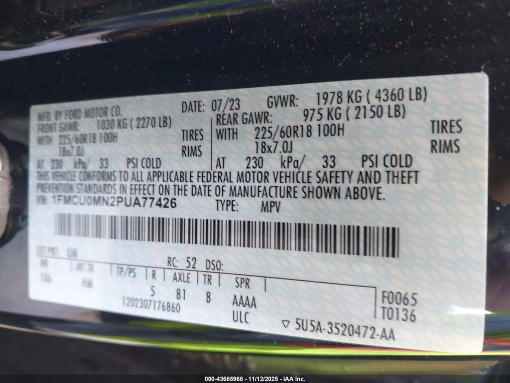 1FMCU0MN2PUA77426 2023 FORD ESCAPE photo no. 9