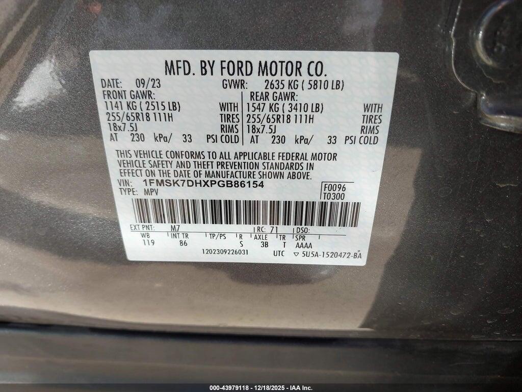 1FMSK7DHXPGB86154 2023 FORD EXPLORER photo no. 9