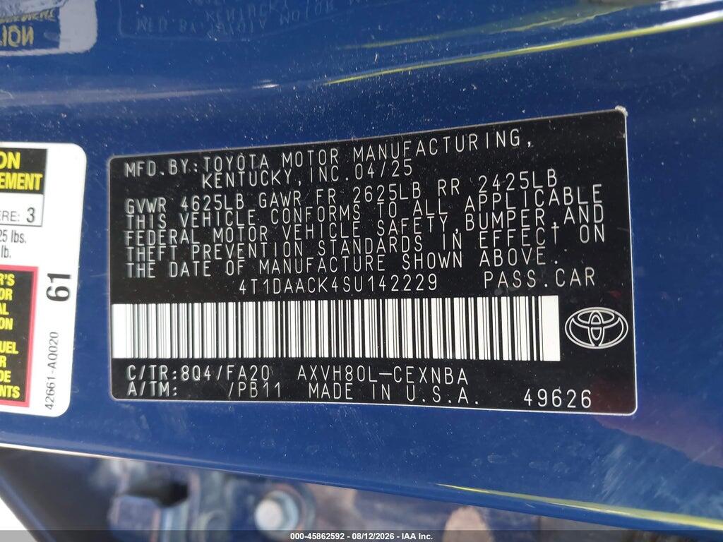 4T1DAACK4SU142229 2025 TOYOTA CAMRY photo no. 9