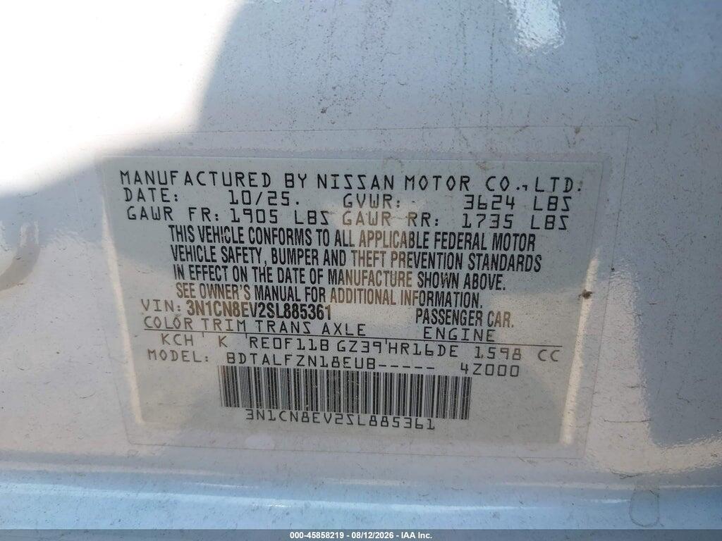 3N1CN8EV2SL885361 2025 NISSAN VERSA photo no. 9