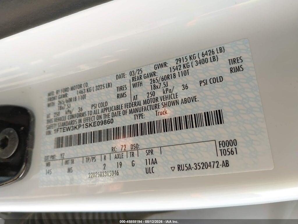 1FTEW3KP1SKE09860 2025 FORD F-150 photo no. 9