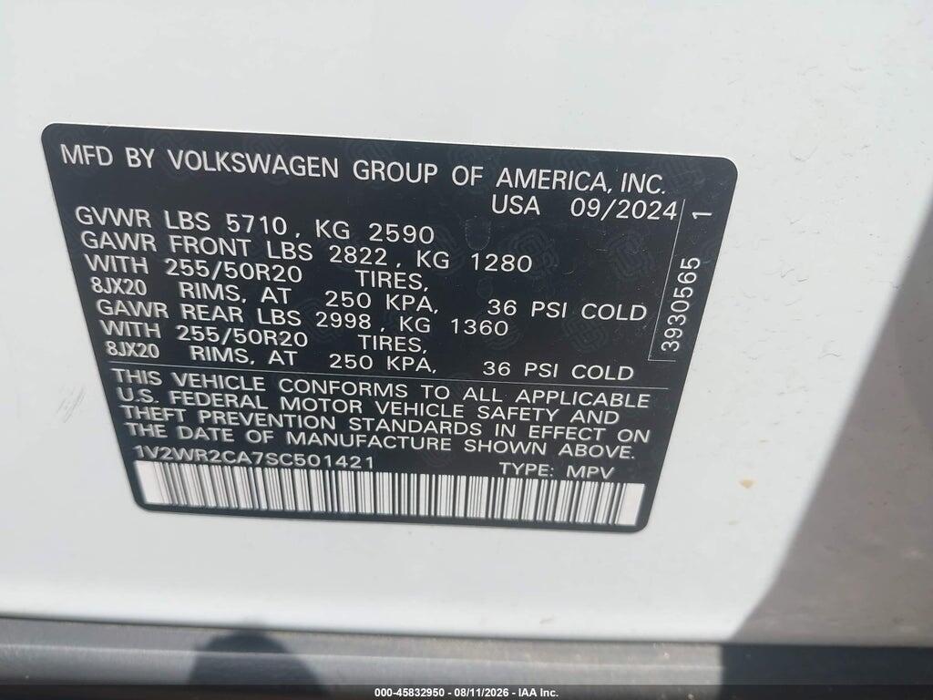 1V2WR2CA7SC501421 2025 VOLKSWAGEN ATLAS photo no. 9