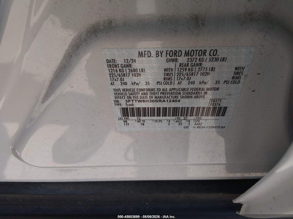 3FTTW8H30SRA12404 2025 FORD MAVERICK photo no. 9