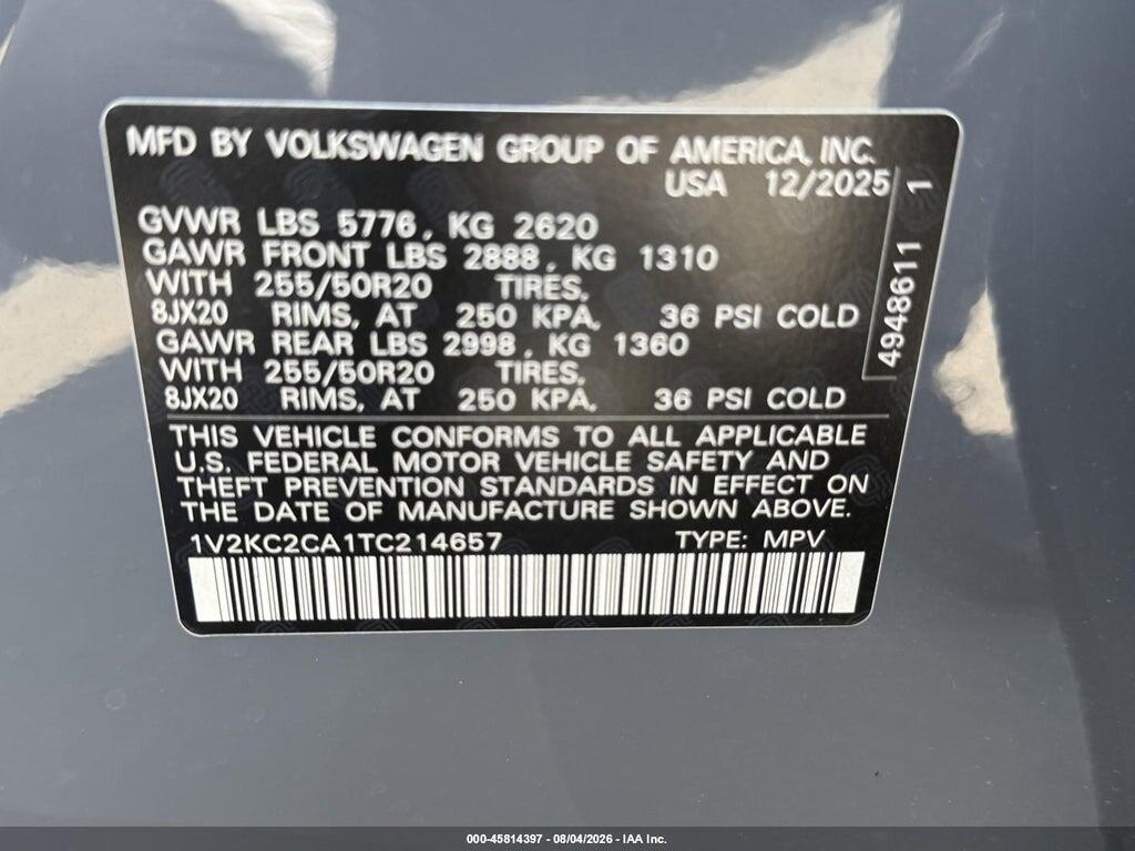1V2KC2CA1TC214657 2026 VOLKSWAGEN ATLAS CROSS SPORT photo no. 9