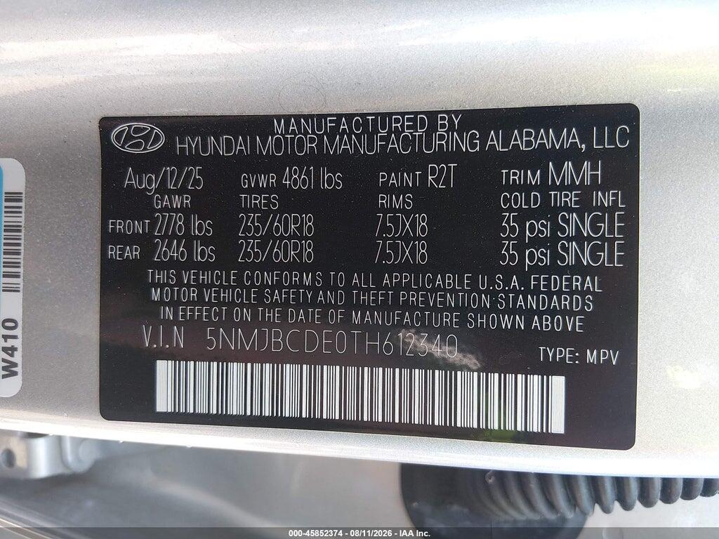 5NMJBCDE0TH612340 2026 HYUNDAI TUCSON photo no. 9