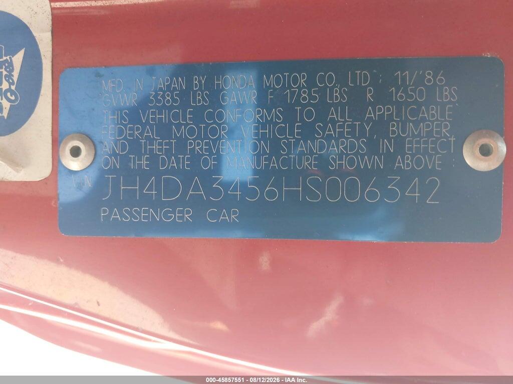 JH4DA3456HS006342 1987 ACURA INTEGRA photo no. 9