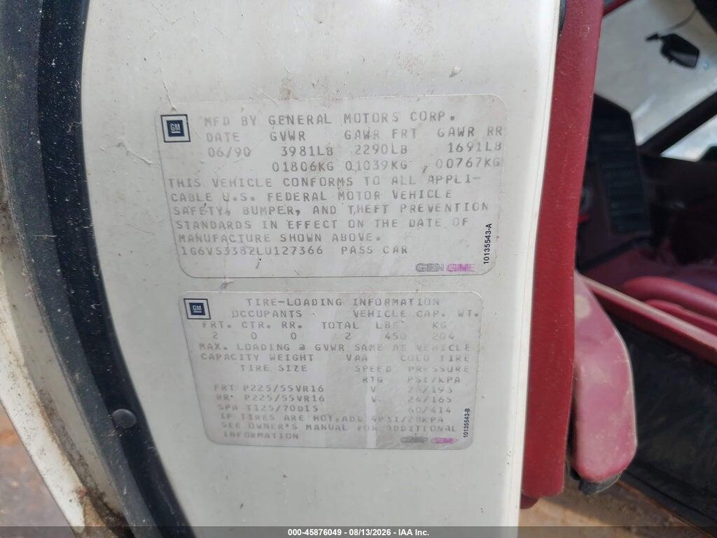 1G6VS3382LU127366 1990 CADILLAC ALLANTE photo no. 9