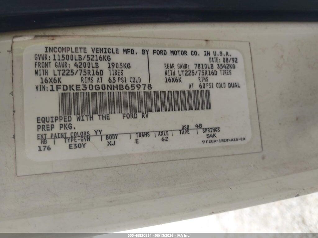 1FDKE30G0NHB65978 1992 FORD ECONOLINE photo no. 9