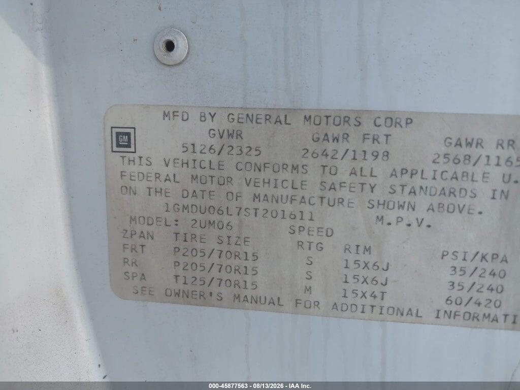 1GMDU06L7ST201611 1995 PONTIAC TRANS SPORT photo no. 9