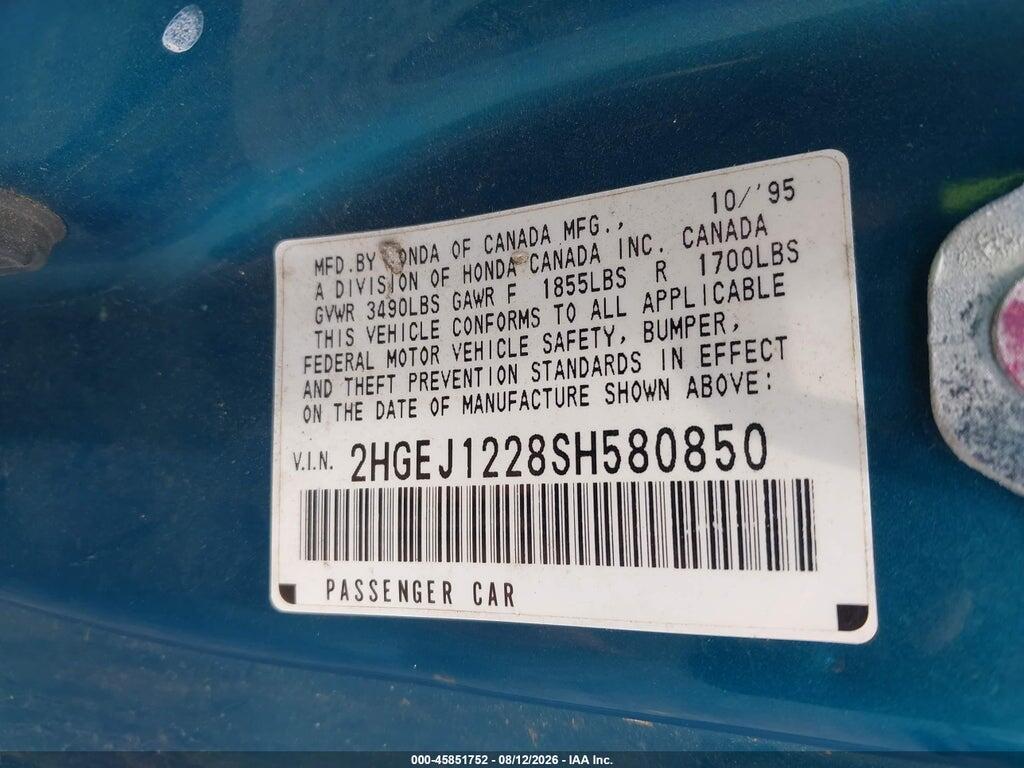 2HGEJ1228SH580850 1995 HONDA CIVIC photo no. 9