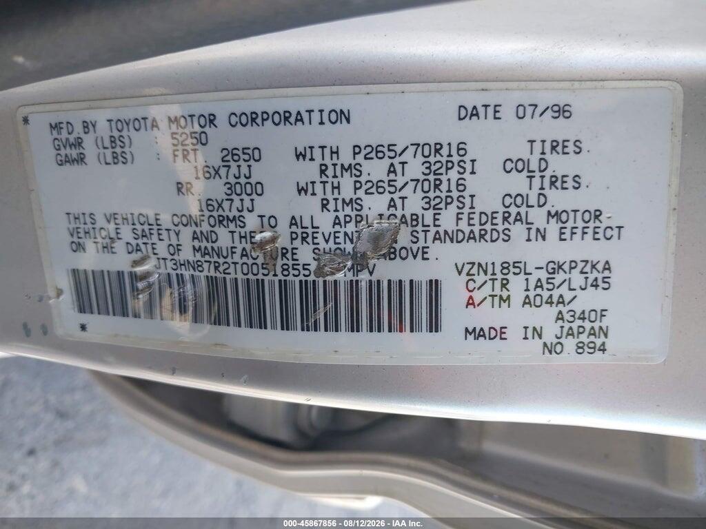 JT3HN87R2T0051855 1996 TOYOTA 4RUNNER photo no. 9