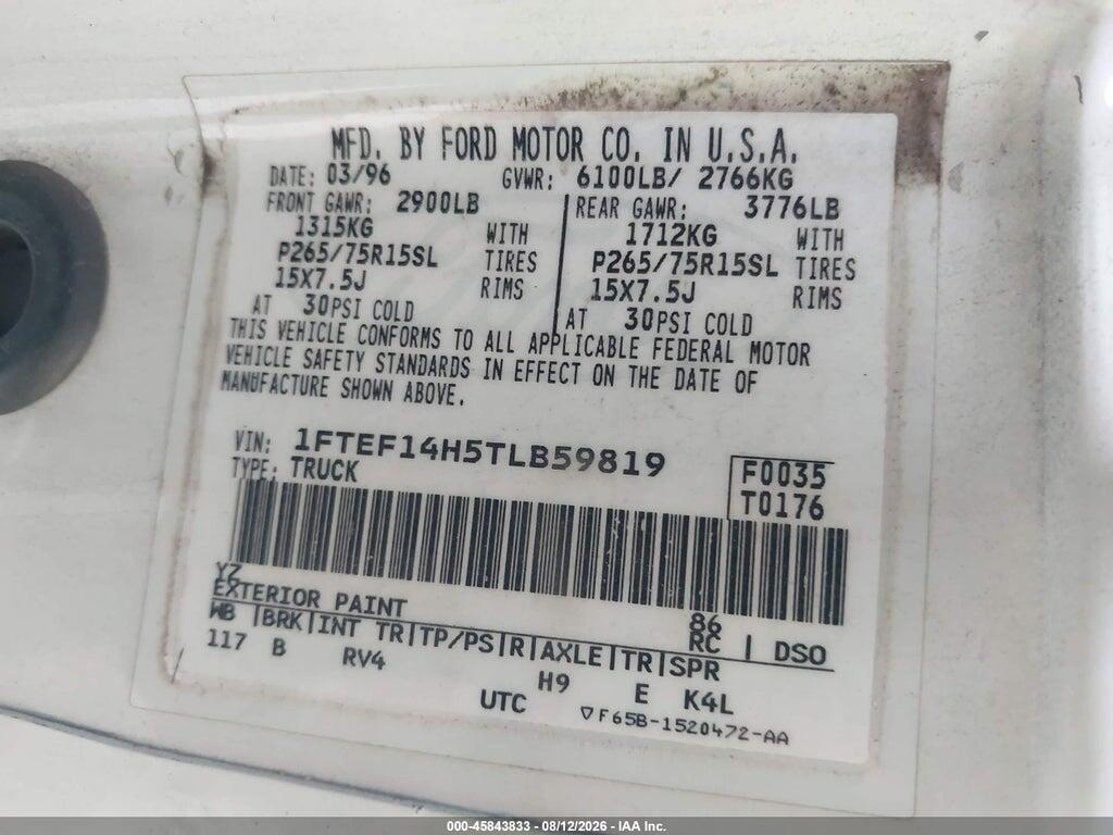 1FTEF14H5TLB59819 1996 FORD F150 photo no. 9