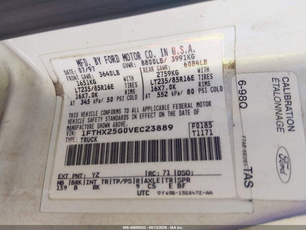 1FTHX25G0VEC23889 1997 FORD F-250 HD photo no. 9