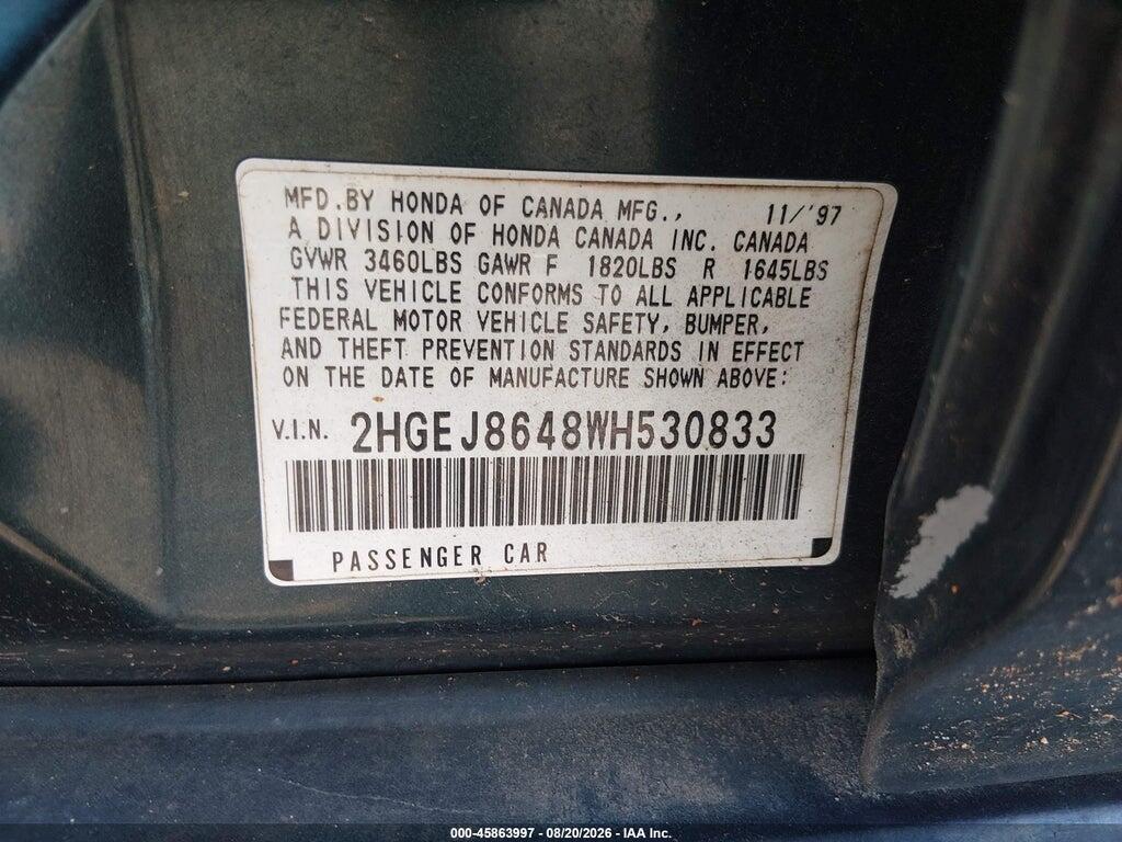 2HGEJ8648WH530833 1998 HONDA CIVIC photo no. 9