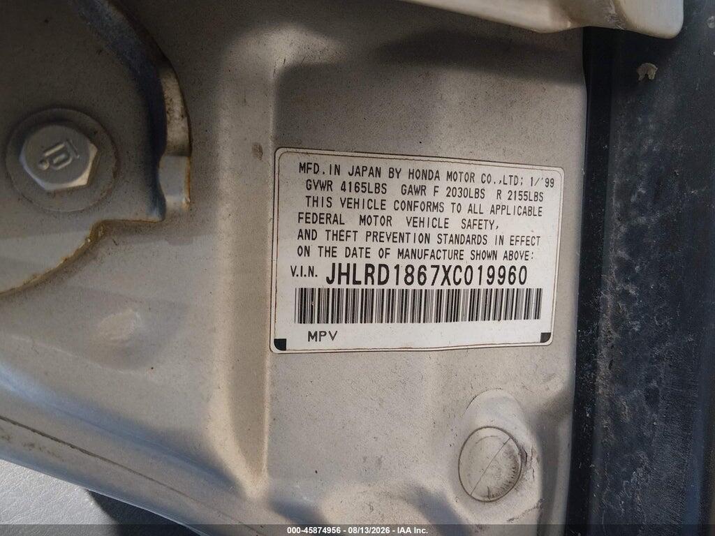 JHLRD1867XC019960 1999 HONDA CR-V photo no. 9