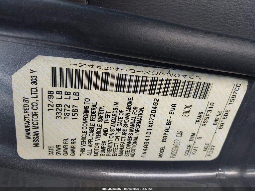 1N4AB41D1XC720462 1999 NISSAN SENTRA photo no. 9