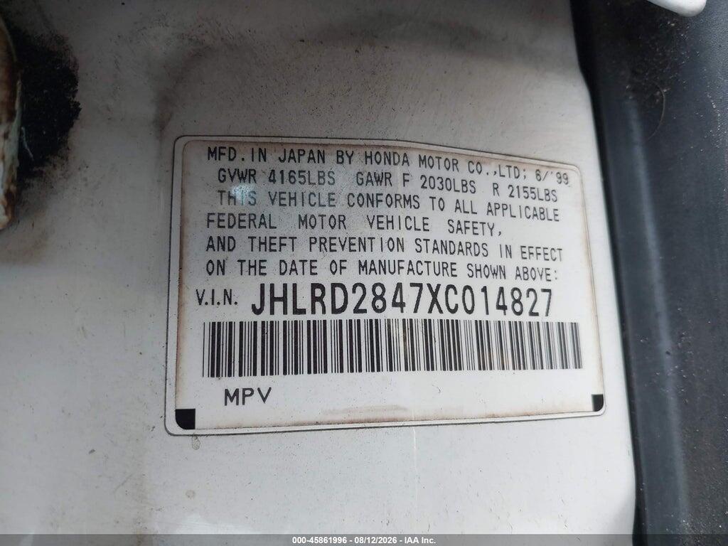 JHLRD2847XC014827 1999 HONDA CR-V photo no. 9