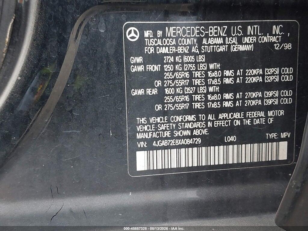 4JGAB72E8XA084729 1999 MERCEDES-BENZ ML 430 photo no. 9