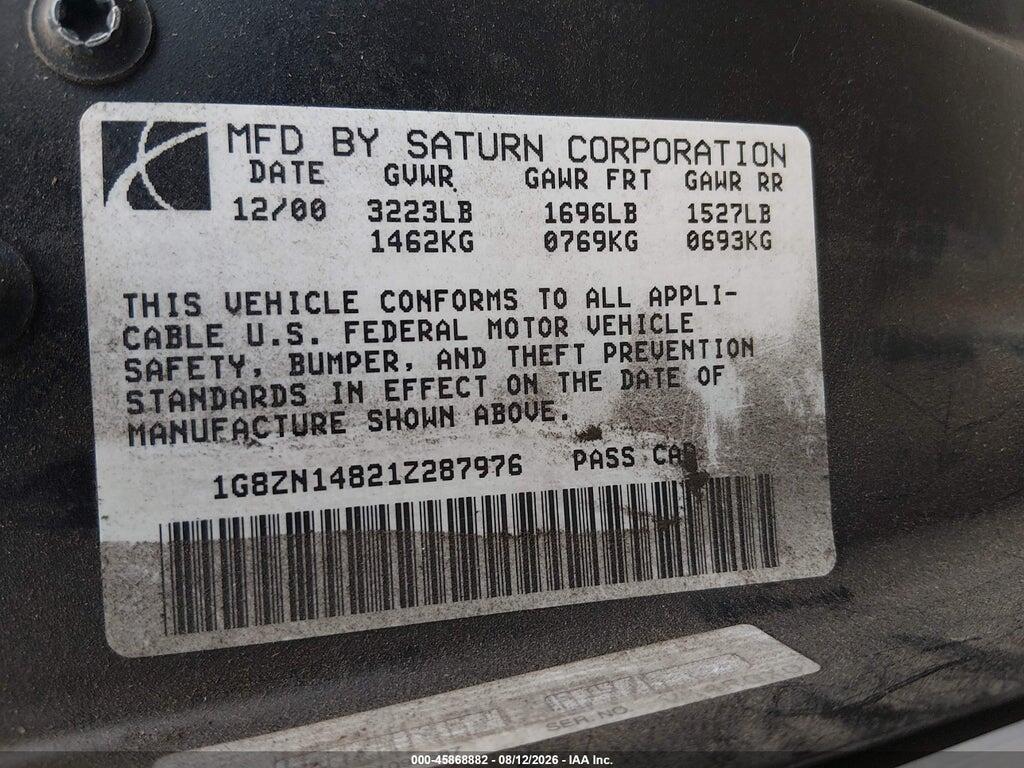 1G8ZN14821Z287976 2001 SATURN SC1 photo no. 9
