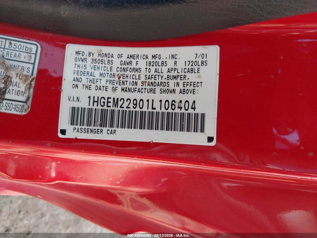 1HGEM22901L106404 2001 HONDA CIVIC photo no. 9