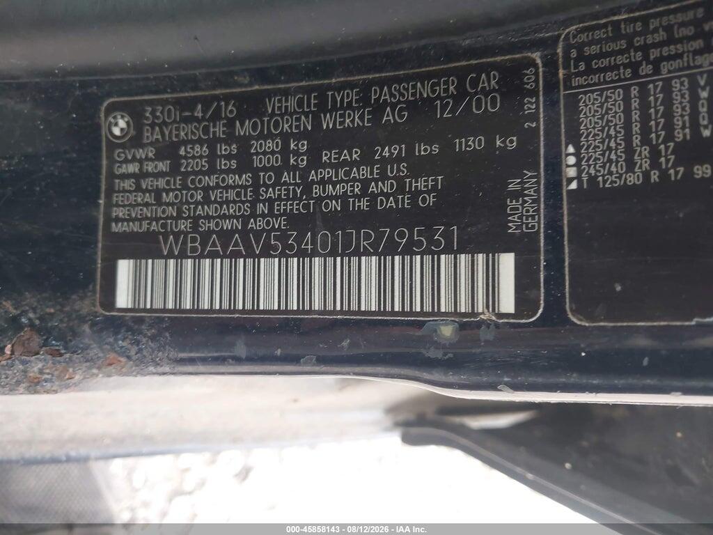 WBAAV53401JR79531 2001 BMW 330 photo no. 9