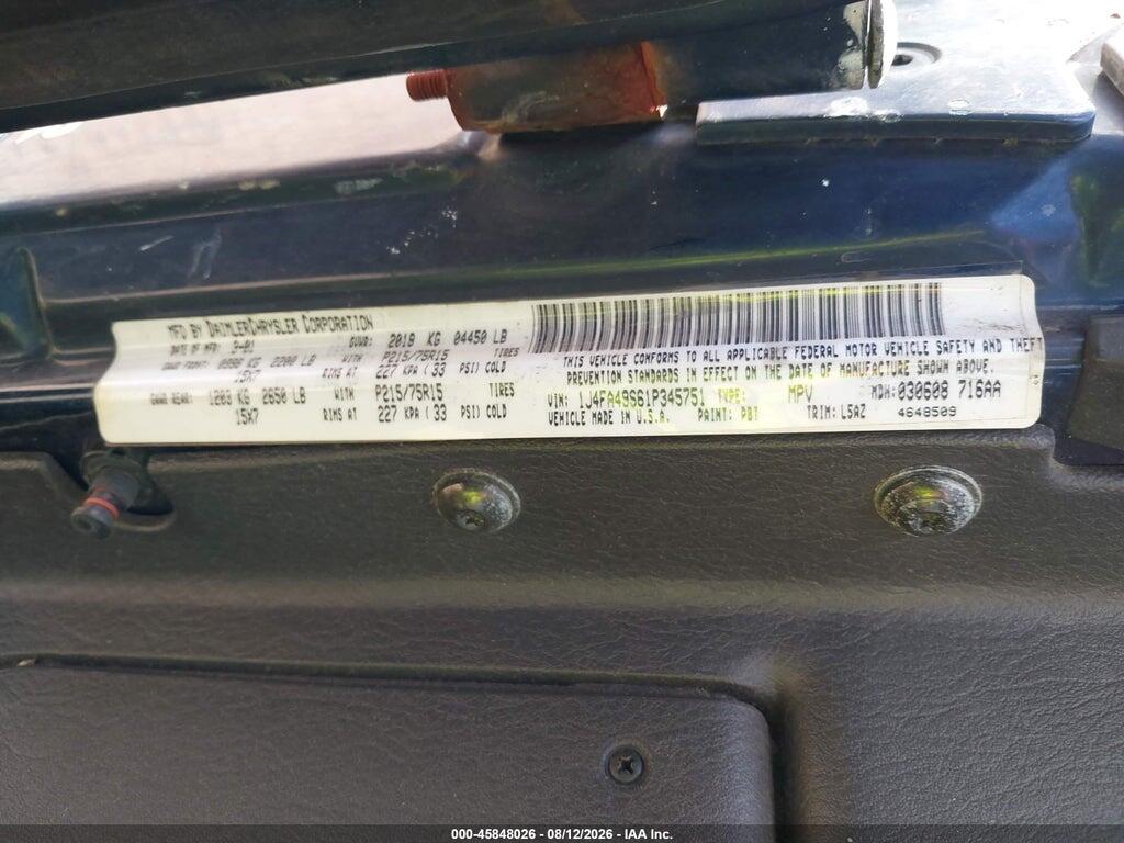 1J4FA49S61P345751 2001 JEEP WRANGLER photo no. 9
