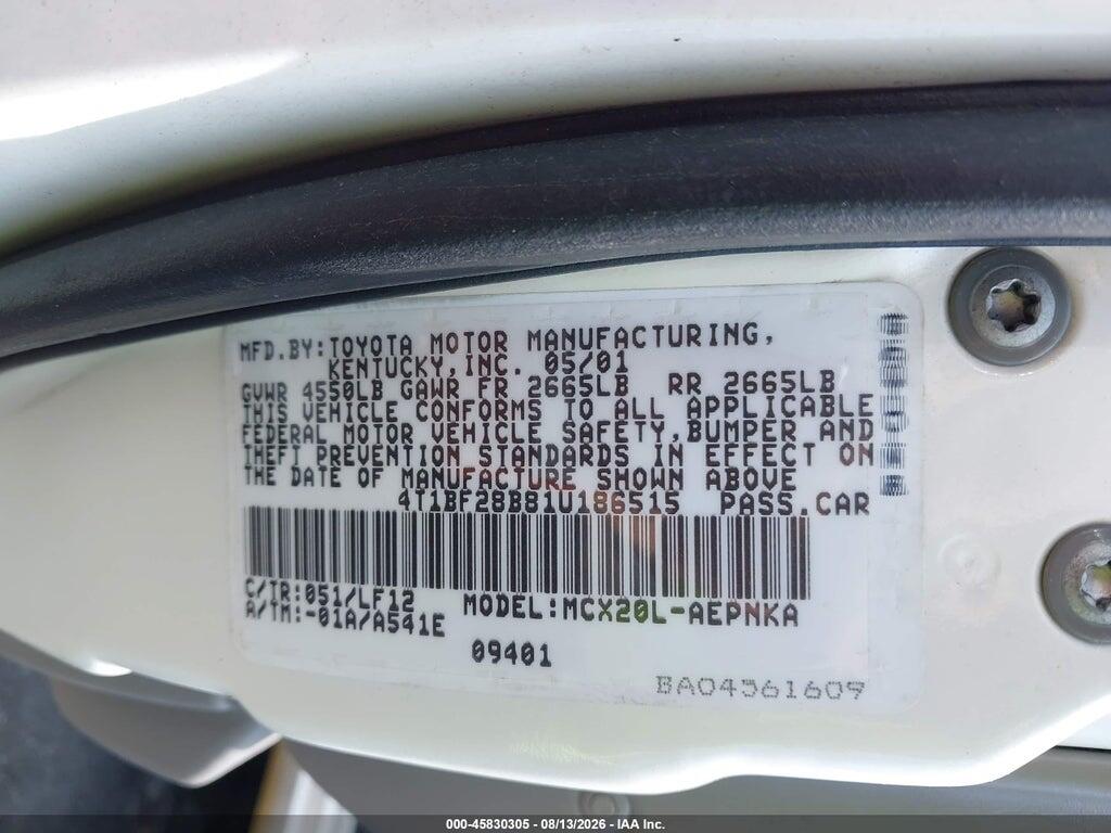 4T1BF28B81U186515 2001 TOYOTA AVALON photo no. 9
