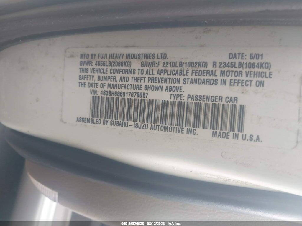 4S3BH686017678057 2001 SUBARU OUTBACK photo no. 9