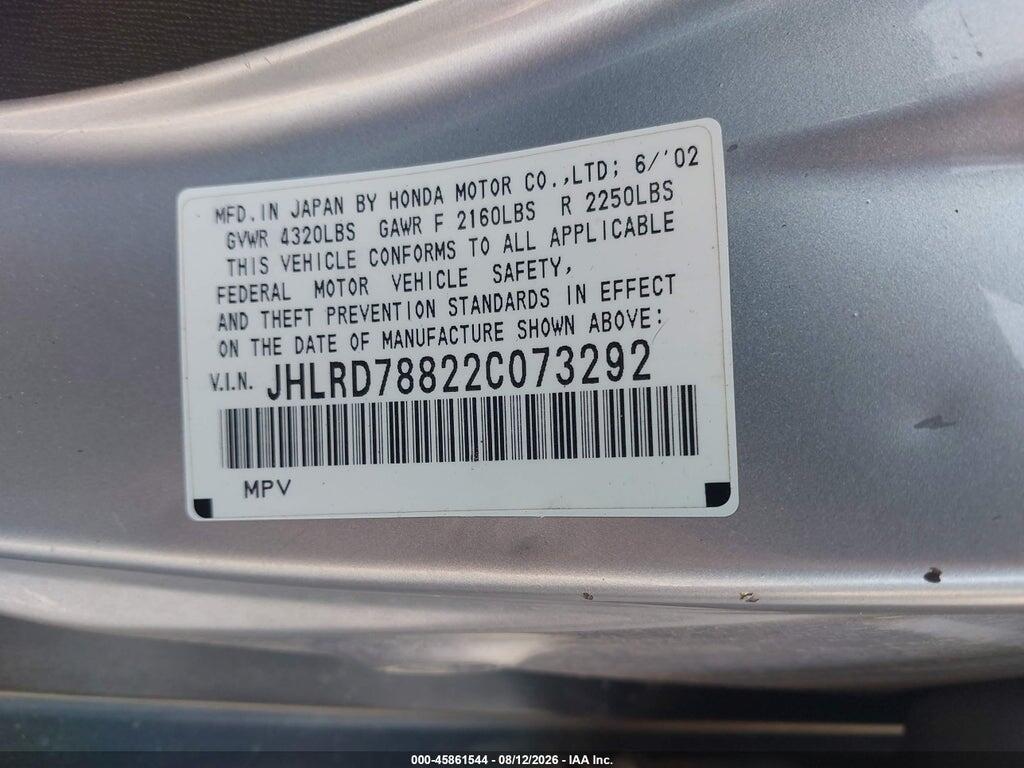 JHLRD78822C073292 2002 HONDA CR-V photo no. 9
