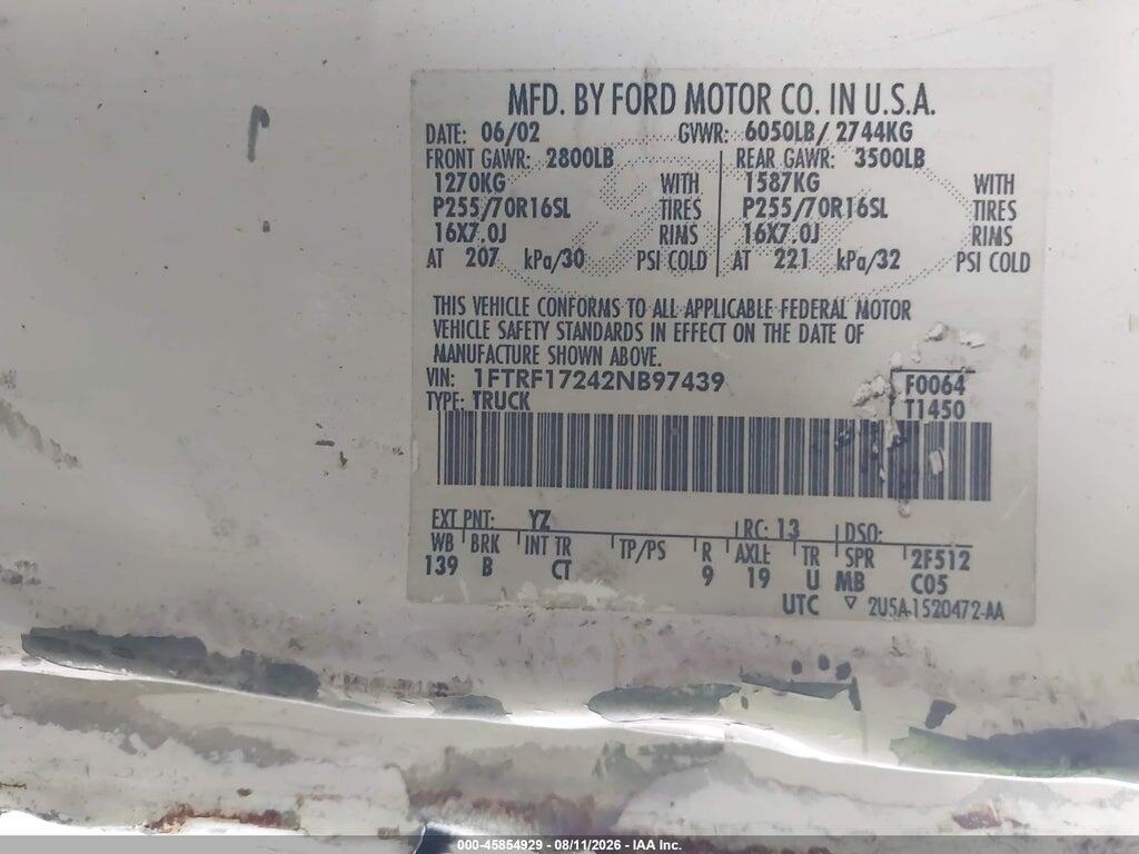 1FTRF17242NB97439 2002 FORD F-150 photo no. 9