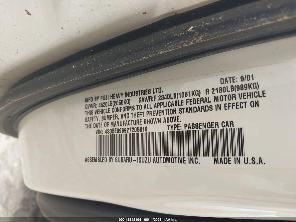 4S3BE896927205519 2002 SUBARU OUTBACK photo no. 9
