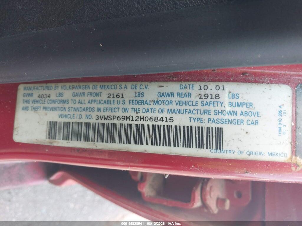 3VWSP69M12M068415 2002 VOLKSWAGEN JETTA photo no. 9