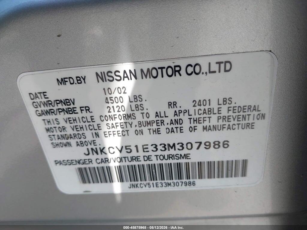 JNKCV51E33M307986 2003 INFINITI G35 photo no. 9
