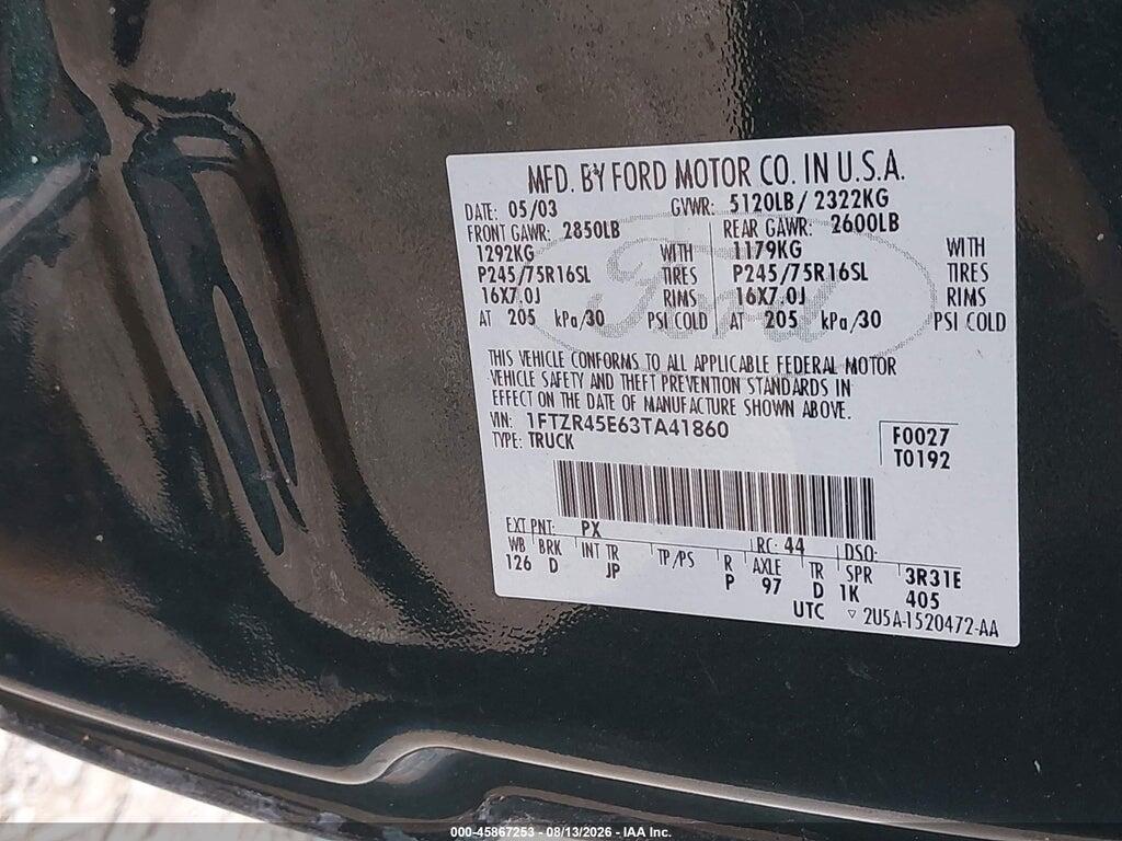 1FTZR45E63TA41860 2003 FORD RANGER photo no. 9