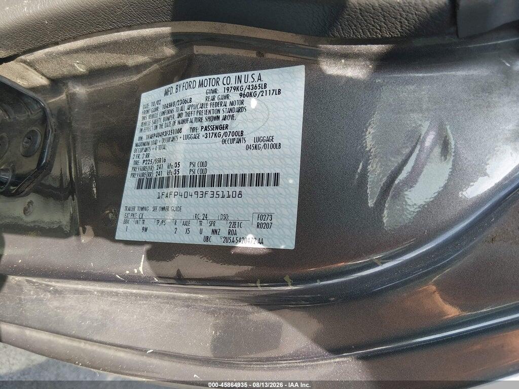 1FAFP40493F351108 2003 FORD MUSTANG photo no. 9