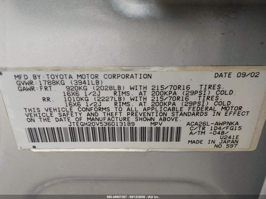 JTEGH20V536013189 2003 TOYOTA RAV4 photo no. 9