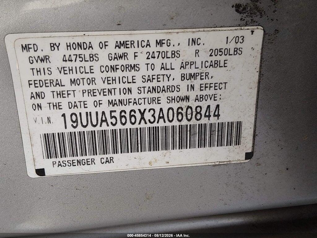 19UUA566X3A060844 2003 ACURA TL photo no. 9