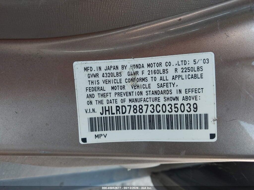 JHLRD78873C035039 2003 HONDA CR-V photo no. 9