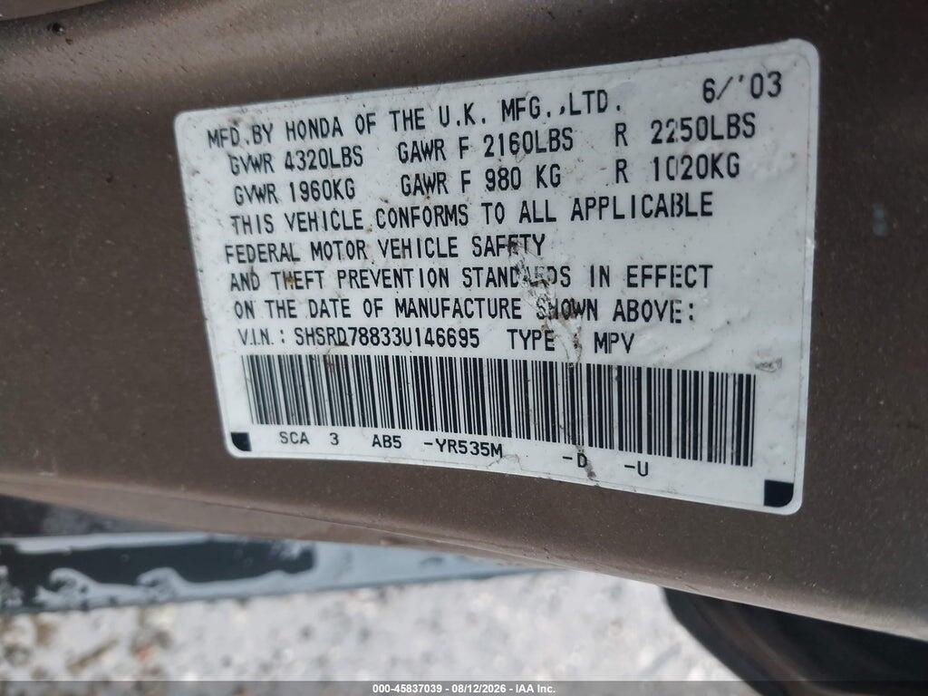 SHSRD78833U146695 2003 HONDA CR-V photo no. 9