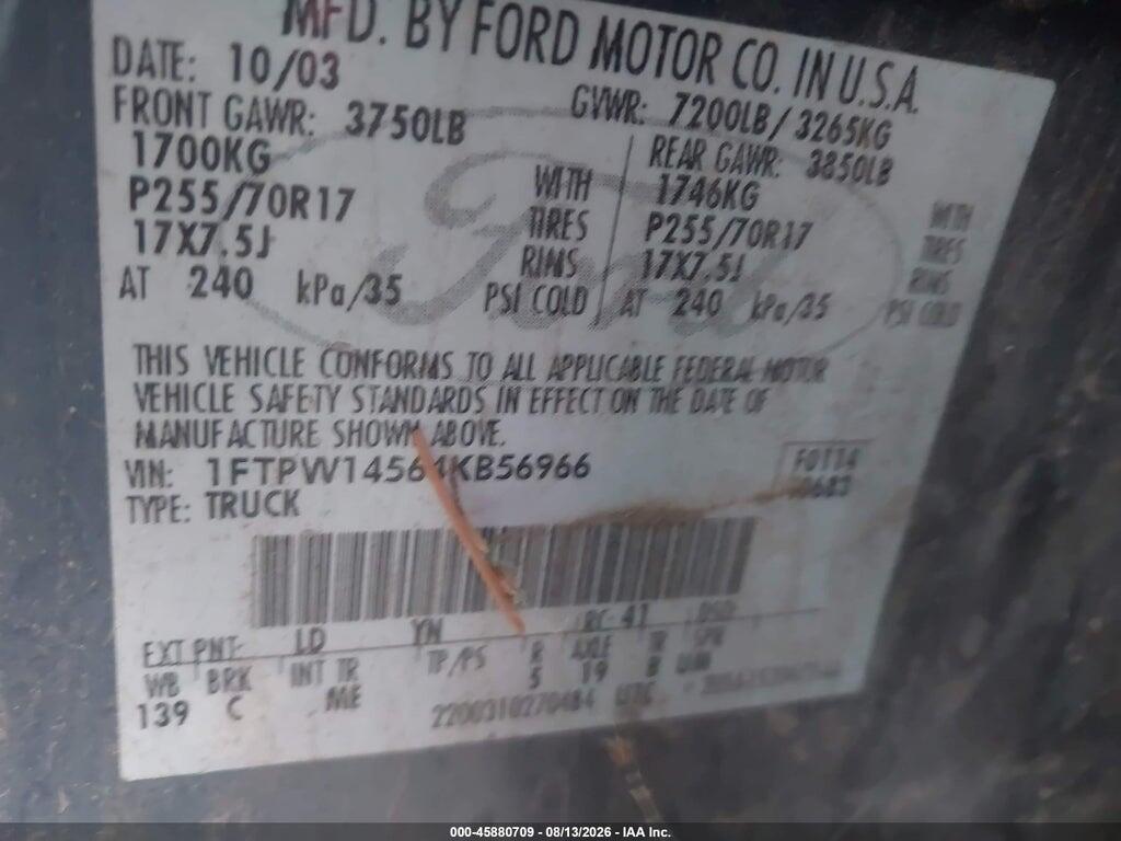 1FTPW14564KB56966 2004 FORD F-150 photo no. 8