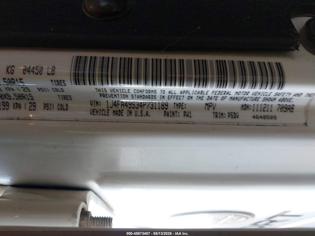 1J4FA49S34P731189 2004 JEEP WRANGLER photo no. 9