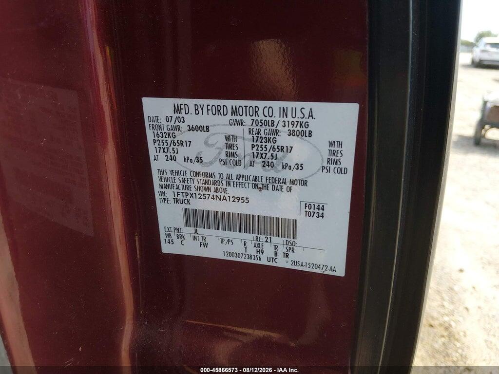 1FTPX12574NA12955 2004 FORD F-150 photo no. 9