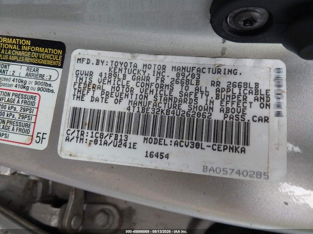 4T1BE32K84U262062 2004 TOYOTA CAMRY photo no. 9