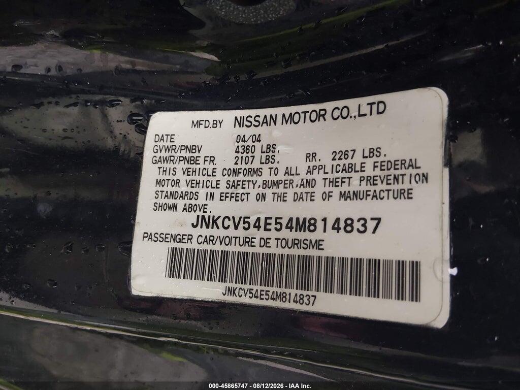 JNKCV54E54M814837 2004 INFINITI G35 photo no. 9