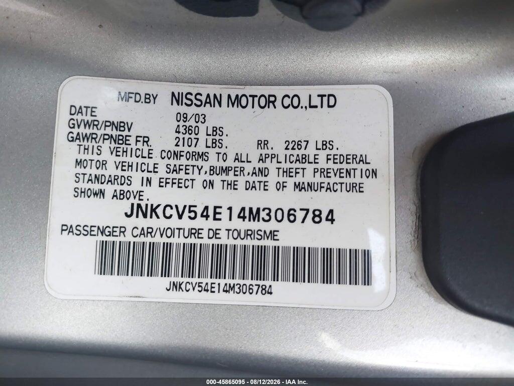 JNKCV54E14M306784 2004 INFINITI G35 photo no. 9