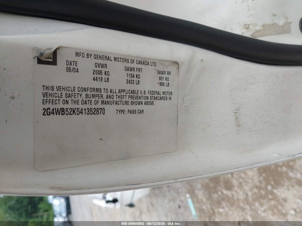 2G4WB52K541352870 2004 BUICK REGAL photo no. 9
