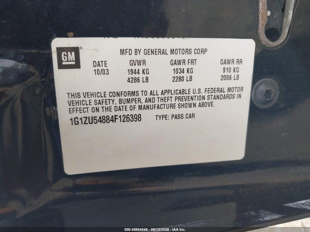 1G1ZU54884F126398 2004 CHEVROLET MALIBU photo no. 9